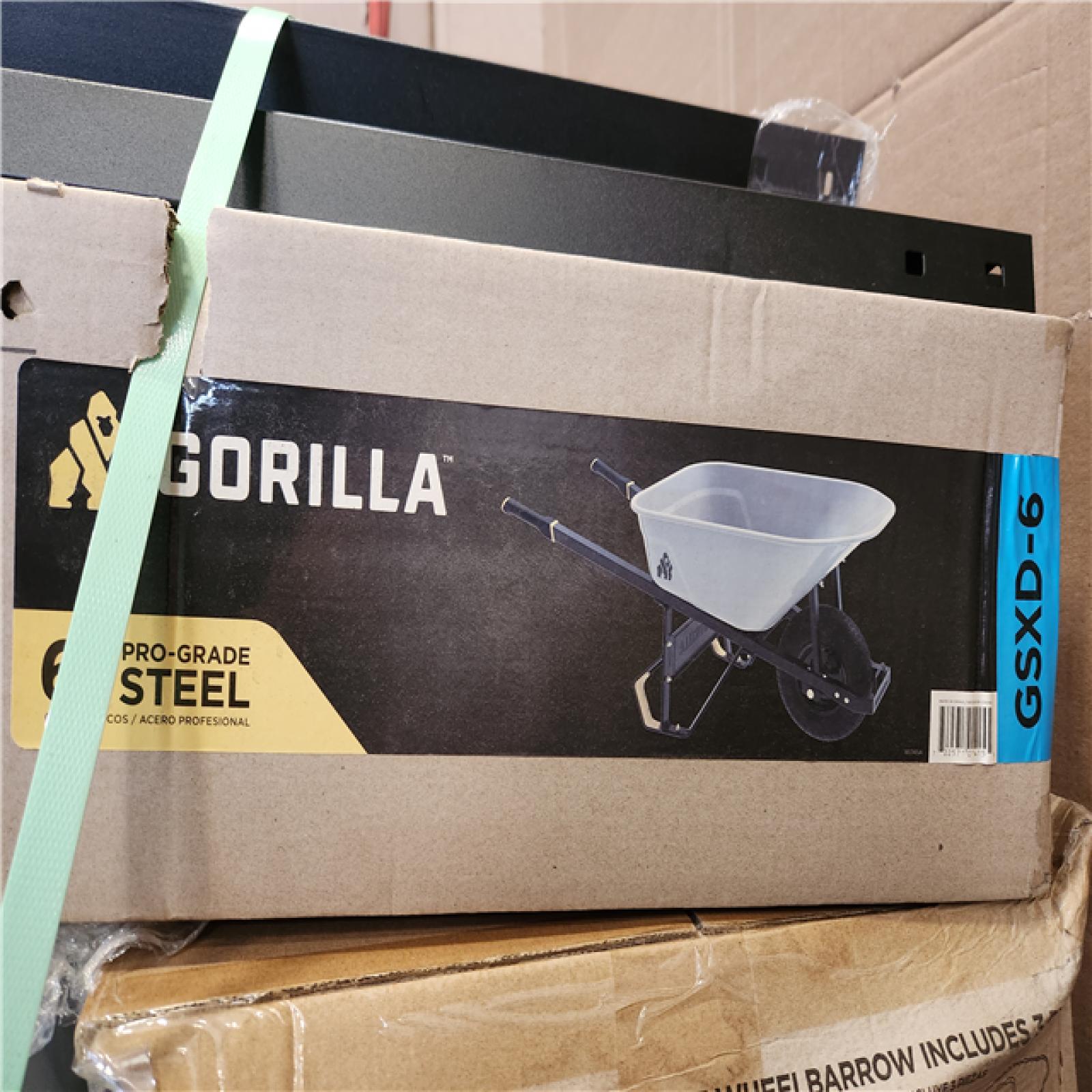 Phoenix AS-IS Gorilla 6 cu. ft. PRO Heavy-Duty Steel Tub Wheelbarrow, Steel Braces and Handles, Easy Pivot/Dump Design, 16 in. Pneumatic Wheel Pallet (14-Wheelbarrow)