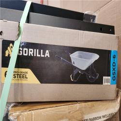 Phoenix AS-IS Gorilla 6 cu. ft. PRO Heavy-Duty Steel Tub Wheelbarrow, Steel Braces and Handles, Easy Pivot/Dump Design, 16 in. Pneumatic Wheel Pallet (14-Wheelbarrow)