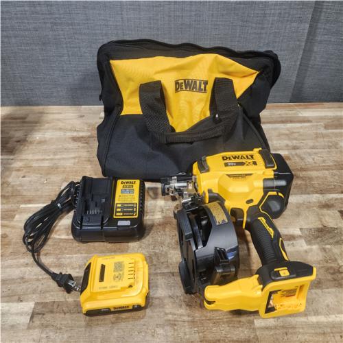 Houston Location AS-IS DEWALT 20V MAX Lithium-Ion 15-Degree Electric Cordless Roofing Nailer Kit