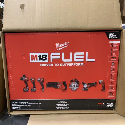 New - Milwaukee M18 FUEL 18V Lithium-Ion Brushless Cordless Combo Kit with Two 5.0 Ah Batteries  1 Charger  2 Tool Bags (7-Tool)