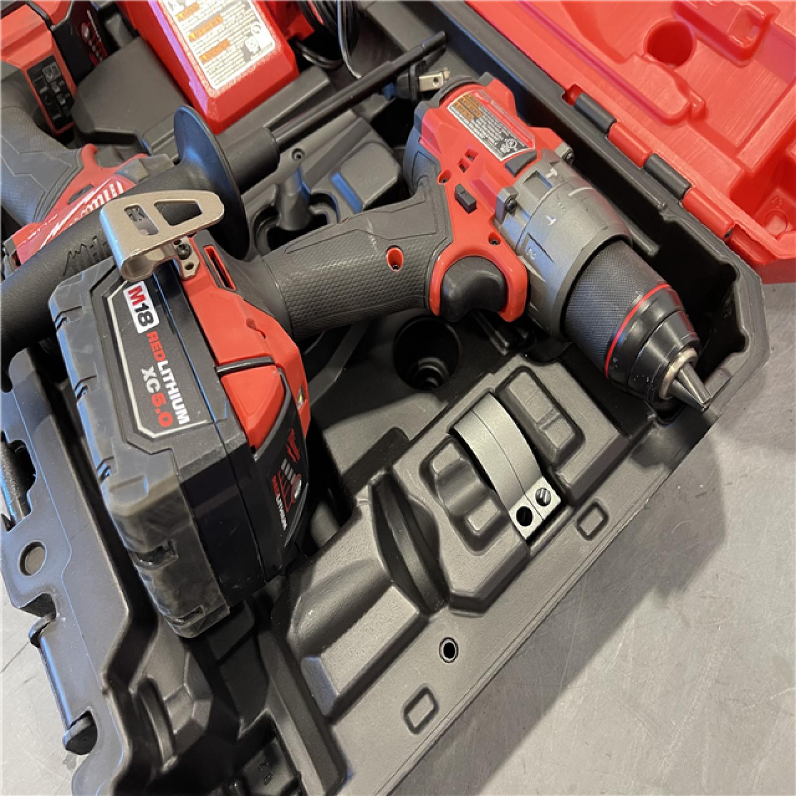 AS-IS - Milwaukee M18 FUEL 18V Lithium-Ion Brushless Cordless Hammer Drill and Impact Driver Combo Kit