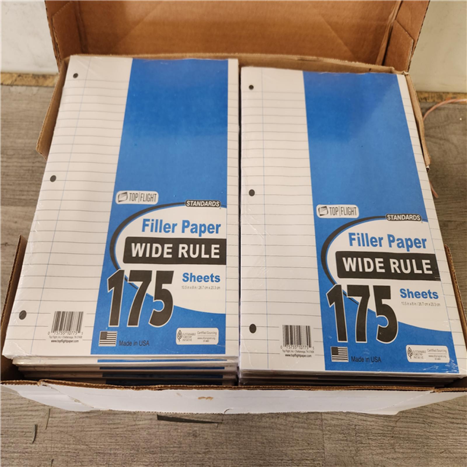 Phoenix Location NEW Top Flight 175 Sheet Wide Ruled Filler Paper White: Loose Leaf, 10.5 x 8 Inches, Stationery, Ruled Pages (24 Per Box) (109 Boxes)