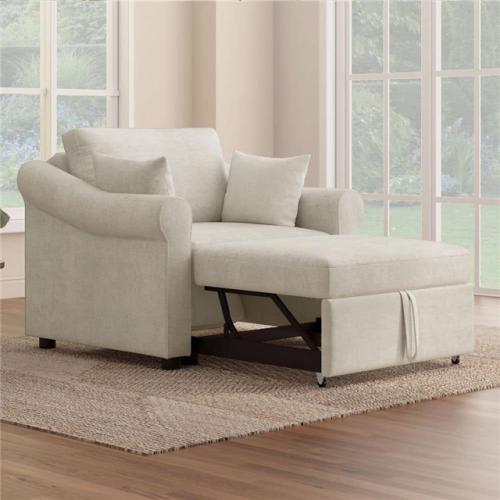 Phoenix NEW Harper & Bright Designs Multifunctional 40.2 in. Beige Chenille Twin Size Sofa Bed, Convertible Sleeper Chair with Adjustable Backrest