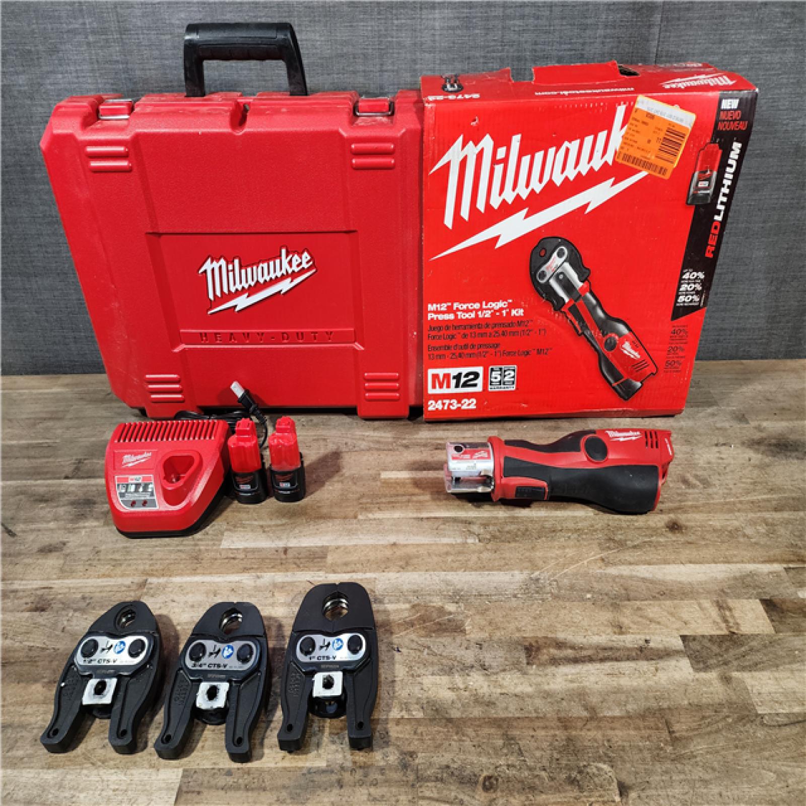 HOUSTON LOCATION - AS-IS M12 12-Volt Lithium-Ion Force Logic Cordless Press Tool Kit (3 Jaws Included) with Two 1.5 Ah Battery and Hard Case