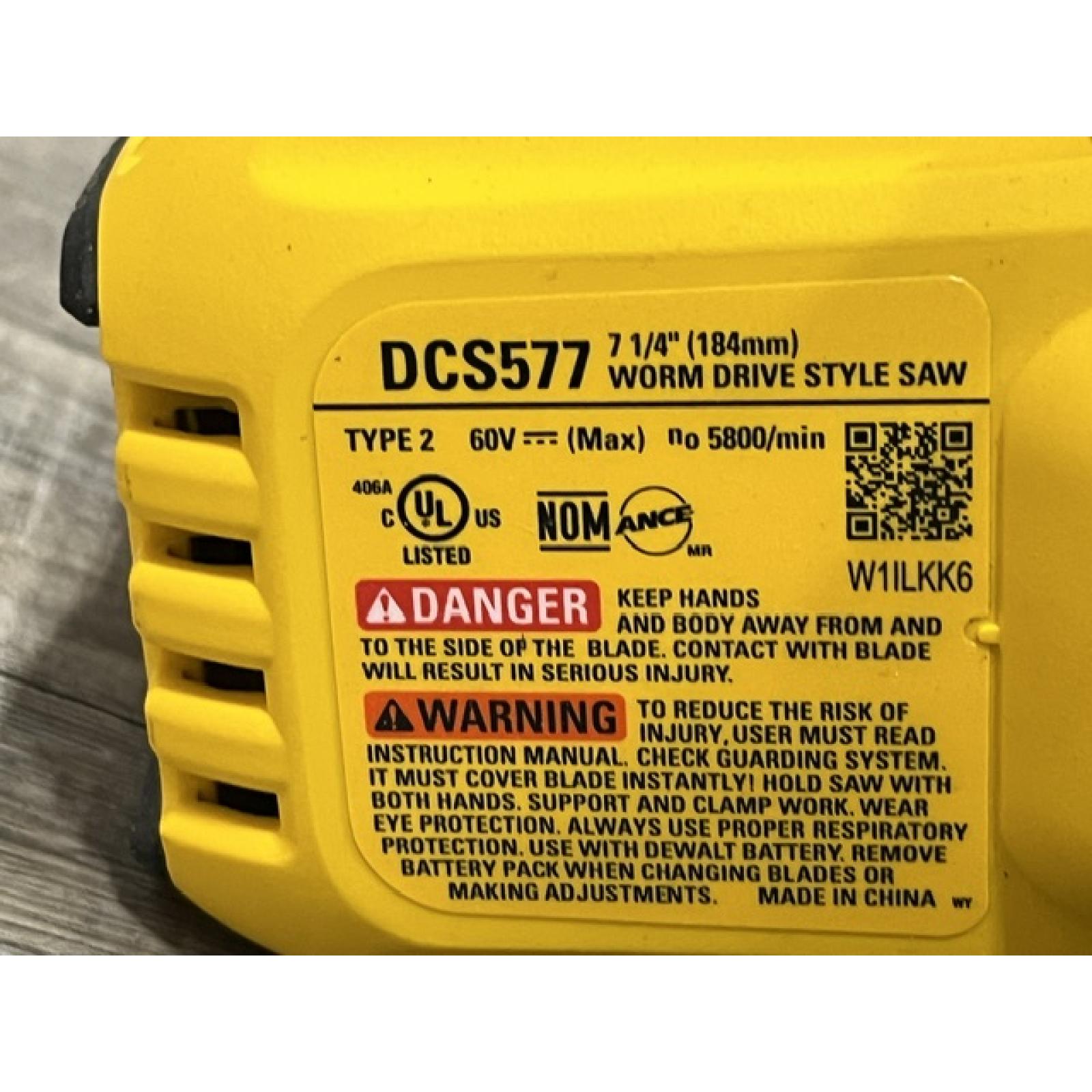 AS-IS DEWALT FLEXVOLT 60V MAX Cordless Brushless 7-1/4 in. Wormdrive Style Circular Saw (Tool Only)