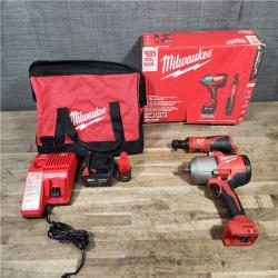 HOUSTON LOCATION - AS-IS Milwaukee 12/18V Lithium-Ion Cordless 3/8 in. Ratchet and 1/2 in. High Torque Impact Wrench with Friction Ring Combo Kit