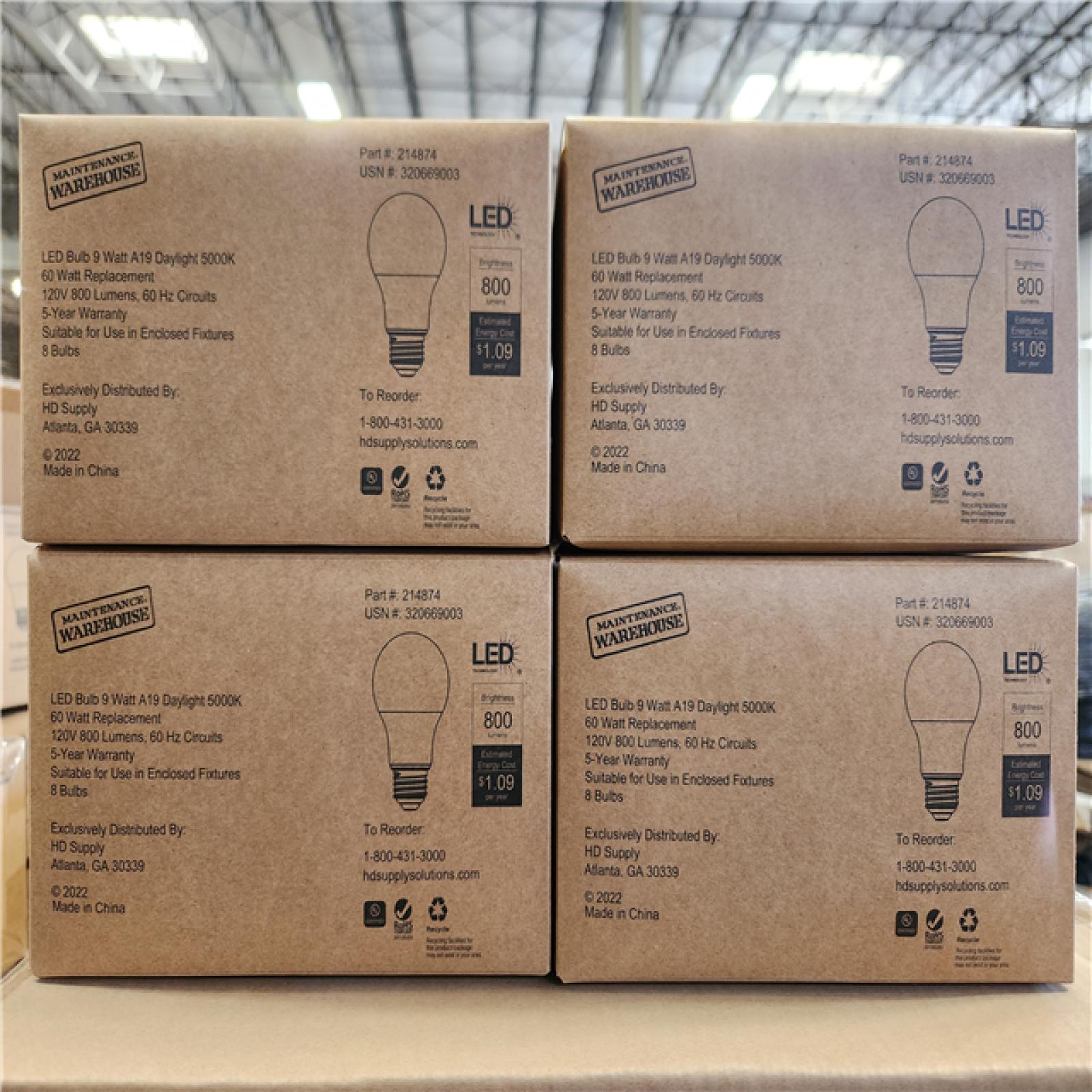 Phoenix Location NEW LED Bulb A19 5000K, 60 Watt Replacement 120V 840 Lumens 8 Bulbs/Pack (108 Packs)