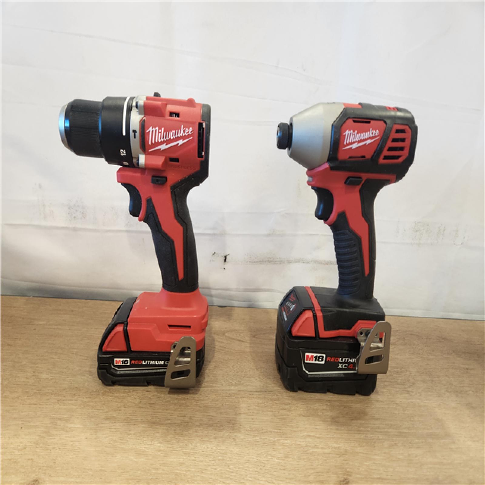 AS-IS- M18 18-Volt Lithium-Ion Brushless Cordless Compact Hammer Drill/Impact Combo Kit (2-Tool) with (2) Batteries  Bag