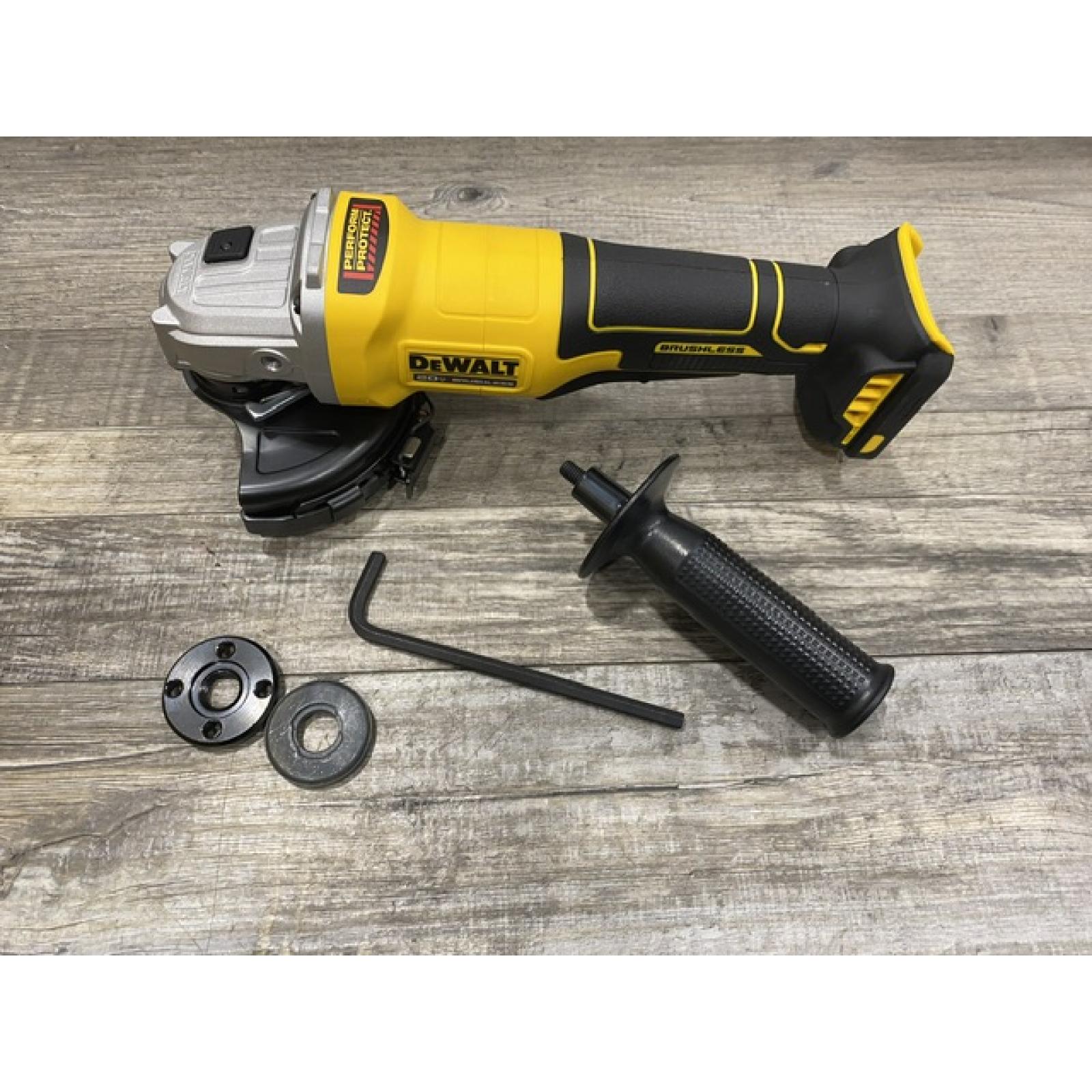 AS-IS DEWALT 20V MAX Cordless Brushless 4-1/2 in. Angle Grinder with Paddle Switch (Tool Only)