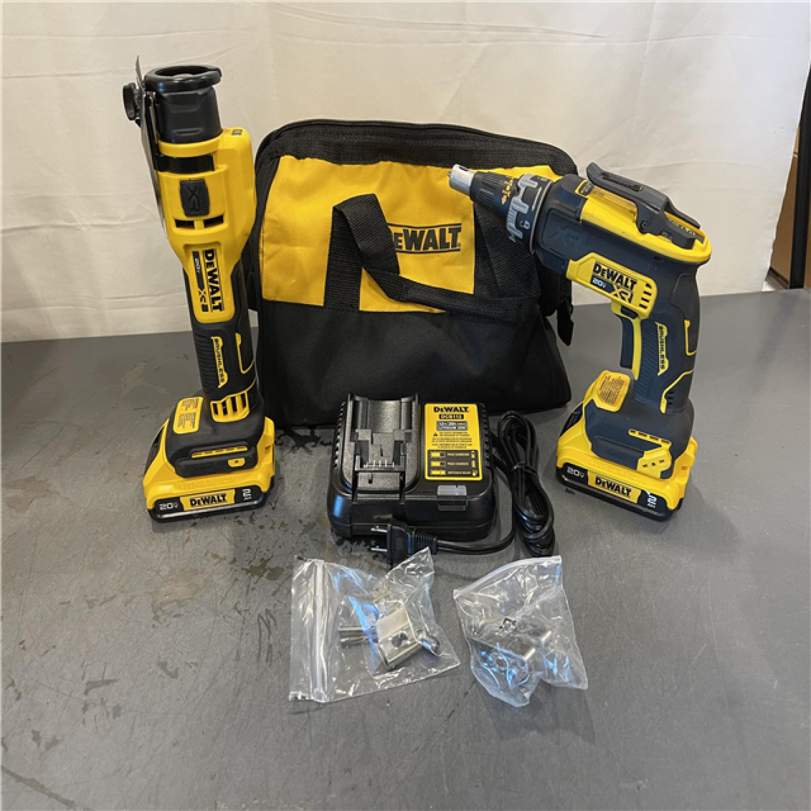 AS-IS - DeWalt 20-Volt Lithium-Ion Cordless Brushless Screwgun and Cut-Out Combo Kit