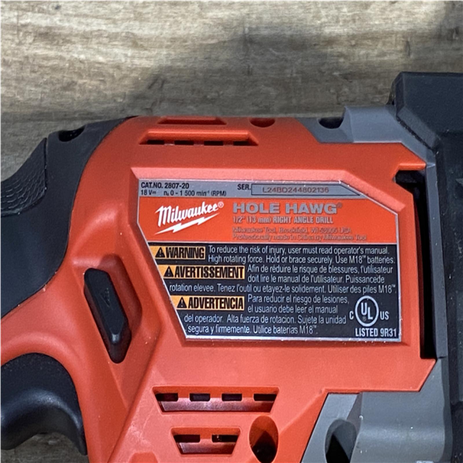 Houston Location AS-IS Milwaukee FUEL GEN II 18V Lithium-Ion Brushless Cordless 1/2 in. Hole Hawg Right Angle Drill (Tool-Only)