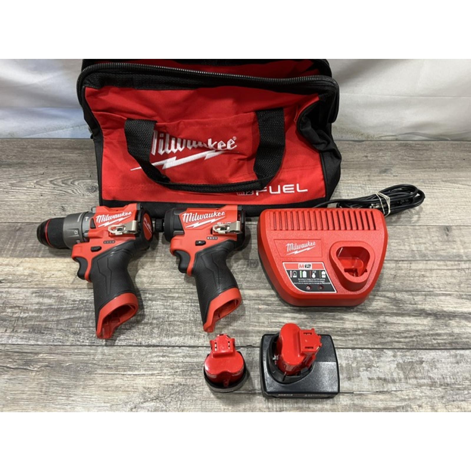 AS-IS Milwaukee FUEL 12-Volt Lithium-Ion Brushless Cordless Hammer Drill and Impact Driver Combo Kit