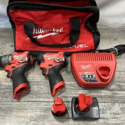 AS-IS Milwaukee FUEL 12-Volt Lithium-Ion Brushless Cordless Hammer Drill and Impact Driver Combo Kit