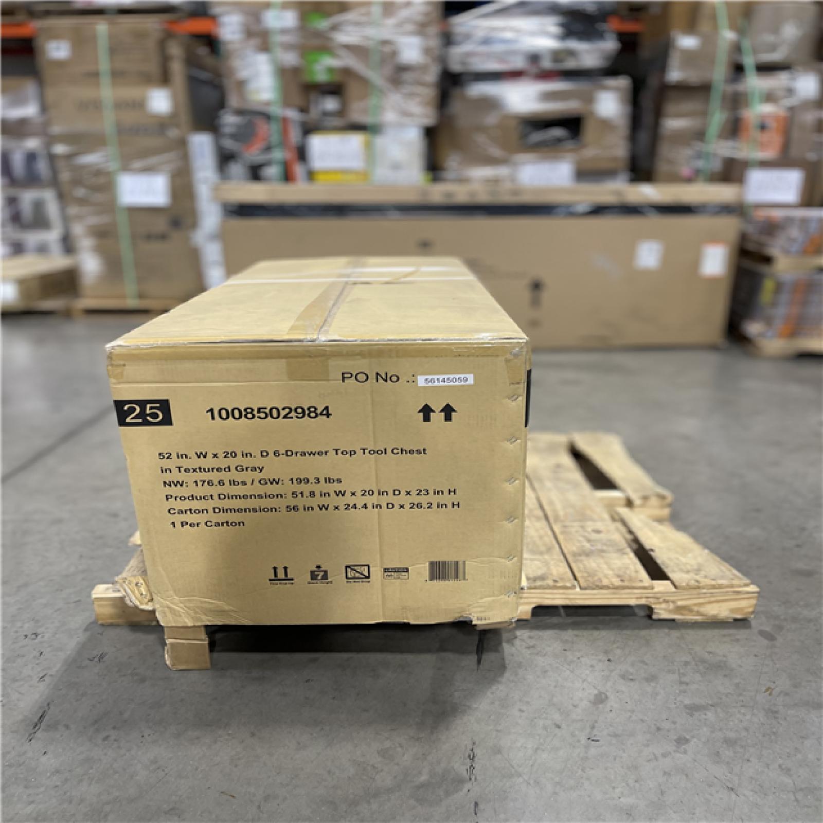 DALLAS LOCATION- NEW!- HUSKY 52 IN. x 20 IN. D DRAWER MATTE GRAY STEEL TOP TOOL CHEST