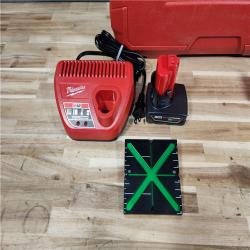 HOUSTON LOCATION - AS-IS Milwaukee  12-Volt Lithium-Ion Cordless Green 250 ft. 3-Plane Laser Level Kit