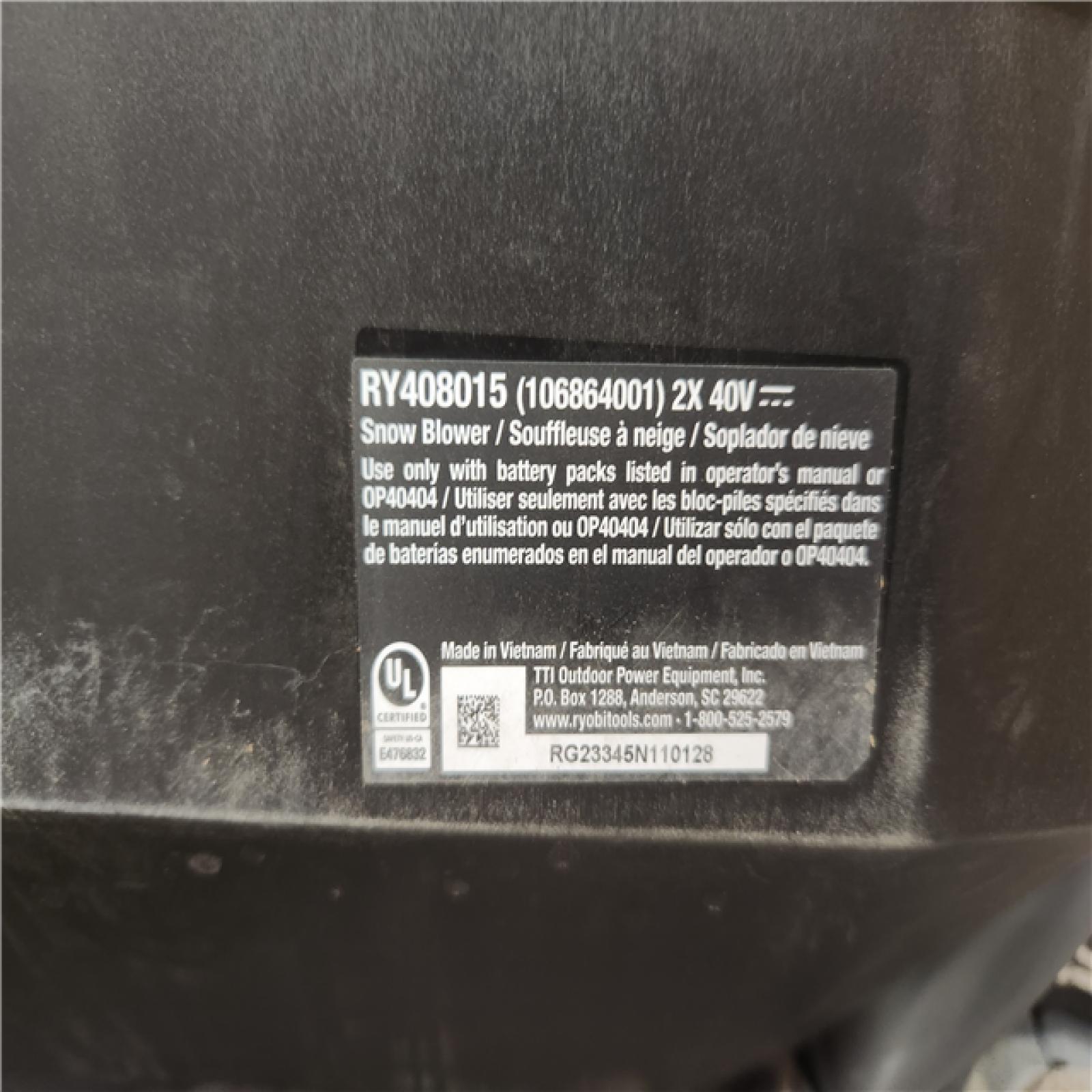 Phoenix RYOBI 40V HP Brushless Whisper Series 22 2-Stage Cordless Electric Self-Propelled Snow Blower (TOOL ONLY) (NO BATTERIES)