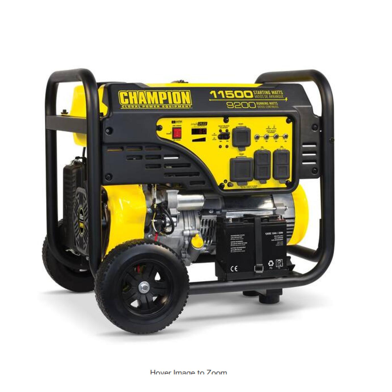 DALLAS LOCATION - Champion Power Equipment 11,500/9,200-Watt Gasoline Powered Electric Start Portable Generator