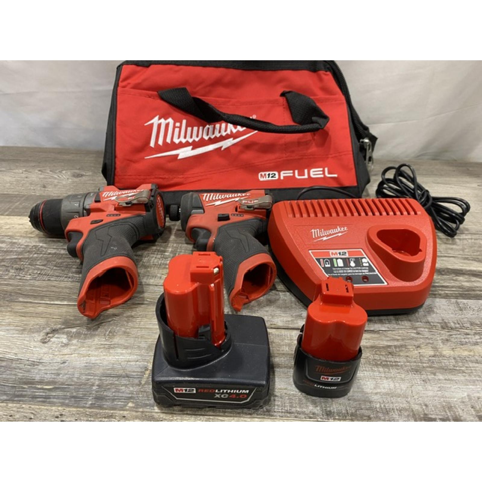 AS-IS Milwaukee FUEL 12-Volt Lithium-Ion Brushless Cordless Hammer Drill and Impact Driver Combo Kit
