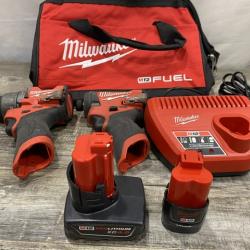 AS-IS Milwaukee FUEL 12-Volt Lithium-Ion Brushless Cordless Hammer Drill and Impact Driver Combo Kit
