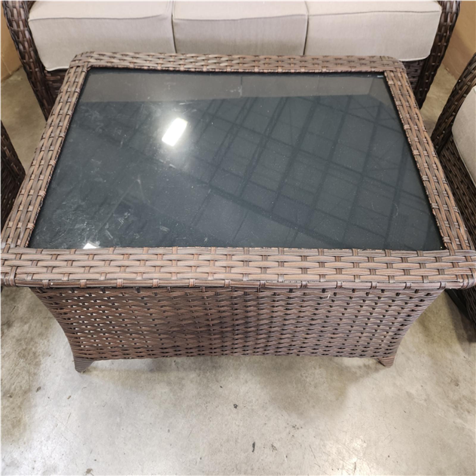 Phoenix LIKE NEW 3-Seat Wicker Sofa with Swivel Arm Chair and Coffee Table (Missing Cushions)