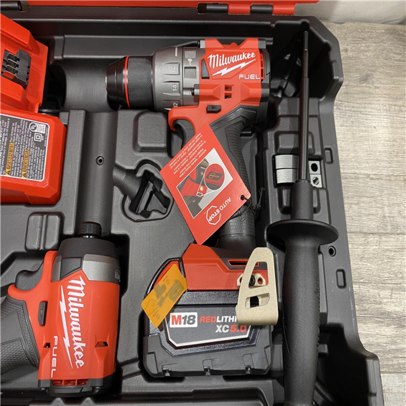 AS-IS Milwaukee FUEL 18V Lithium-Ion Brushless Cordless Hammer Drill and Impact Driver Combo Kit