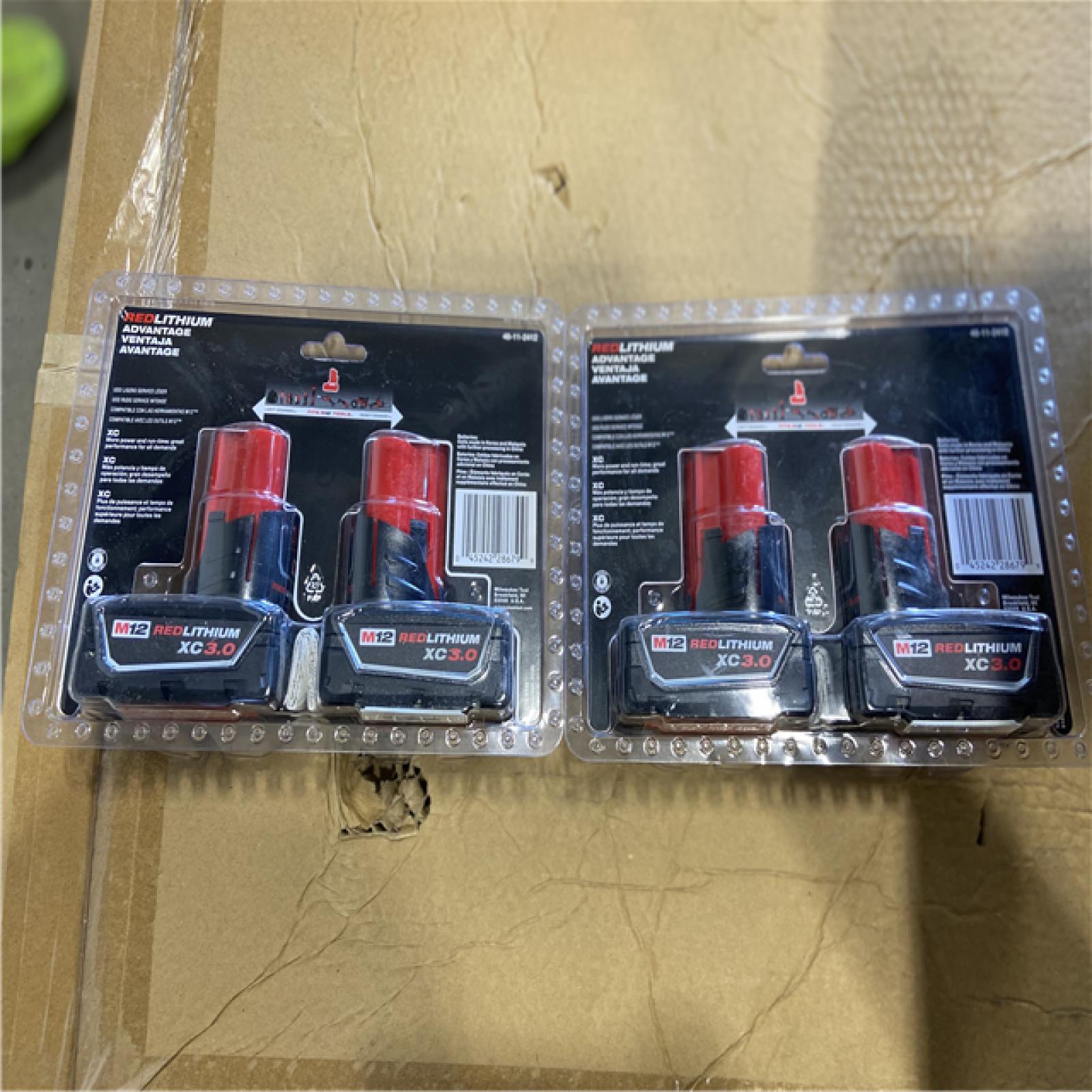 NEW! - Milwaukee M12 12-Volt Lithium-Ion XC Extended Capacity 3.0 Ah Battery Pack (2-Pack) (2 UNITS)