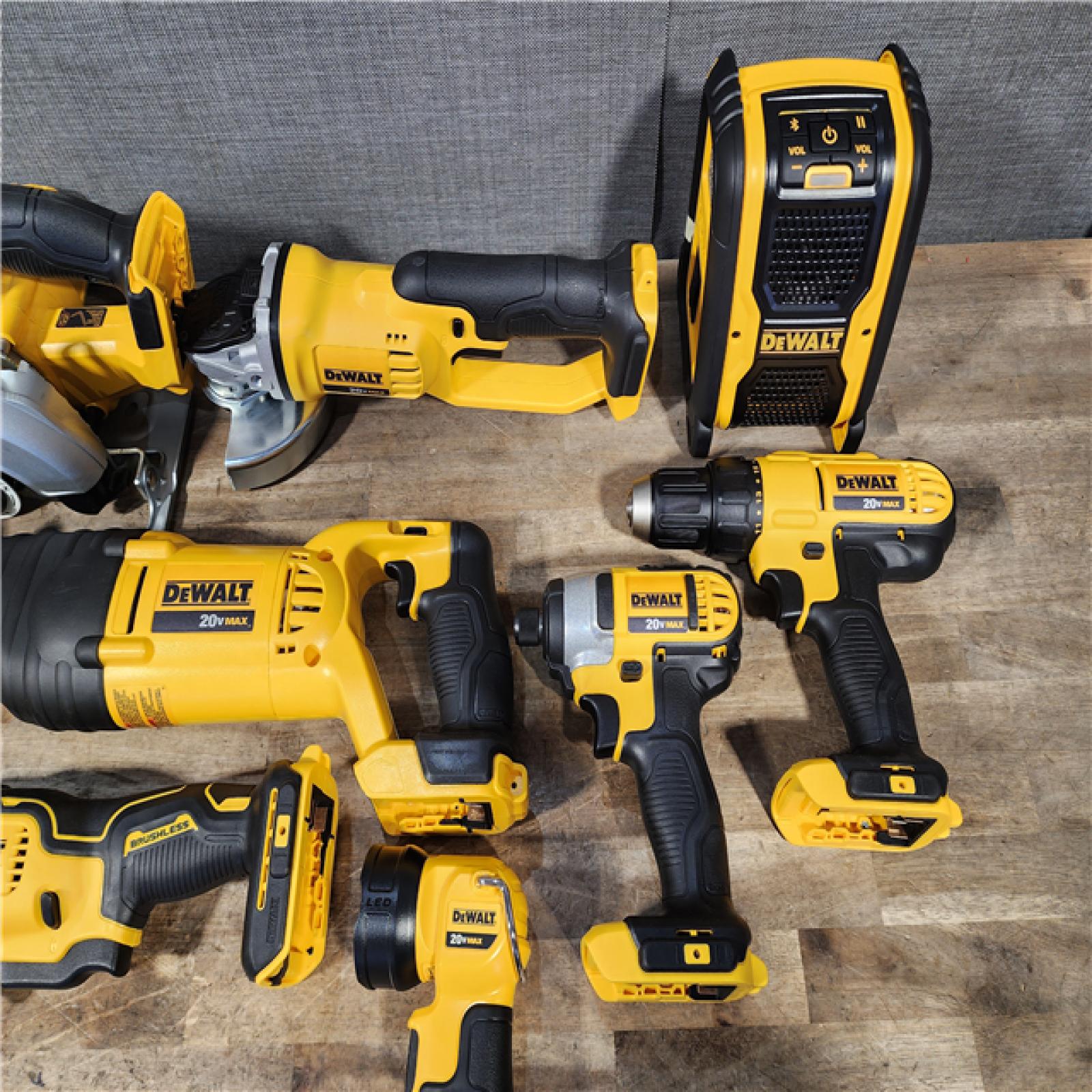 HOUSTON LOCATION - AS-IS (APPEARS LIKE NEW) Dewalt 20V MAX 9-Tool Power-Tool Combo Kit W/ Soft Case Including 2 Batteries & Charger