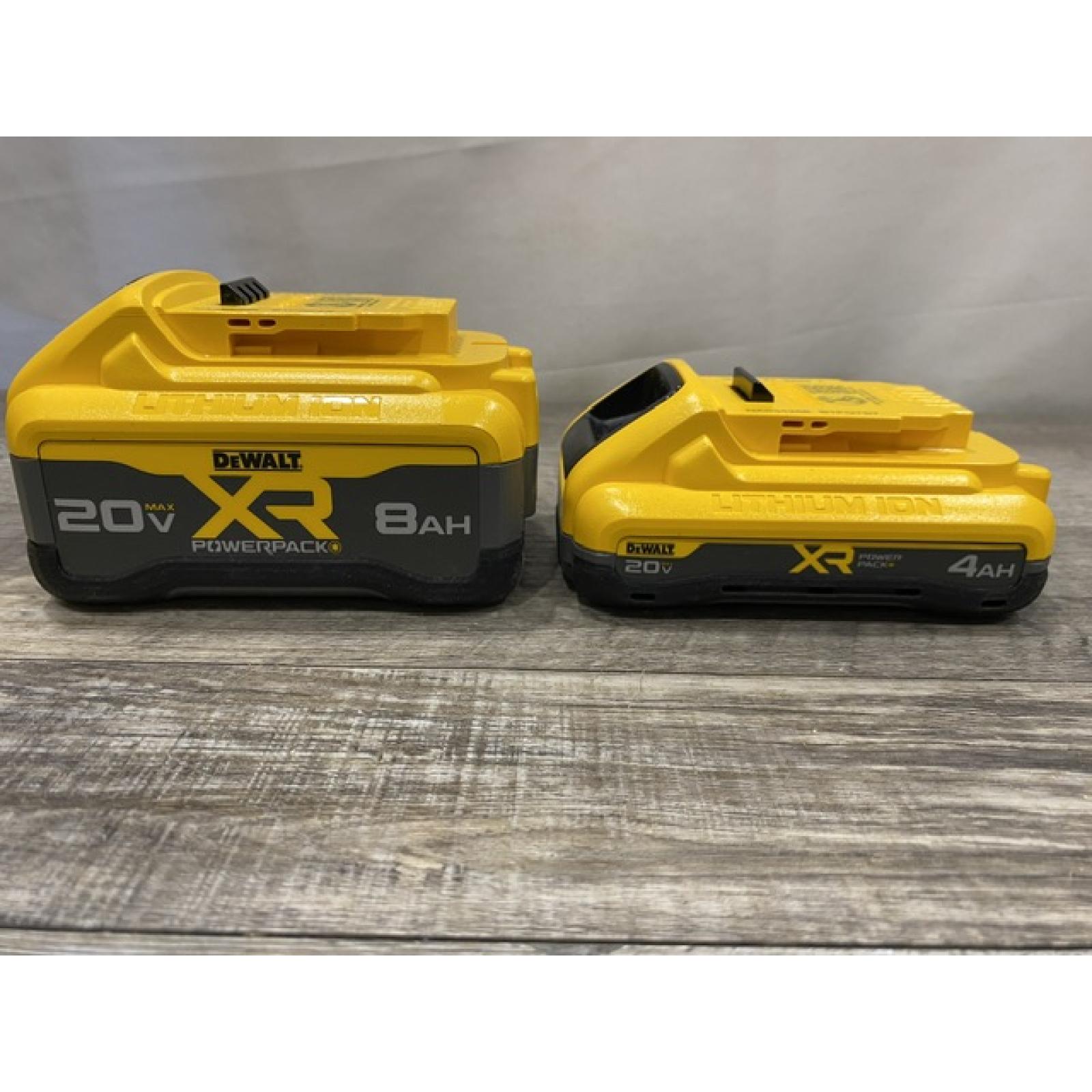 AS-IS DEWALT 20V XR Lithium-Ion Starter Pack with 8.0 Ah and 4.0 Ah Battery Packs and Charger