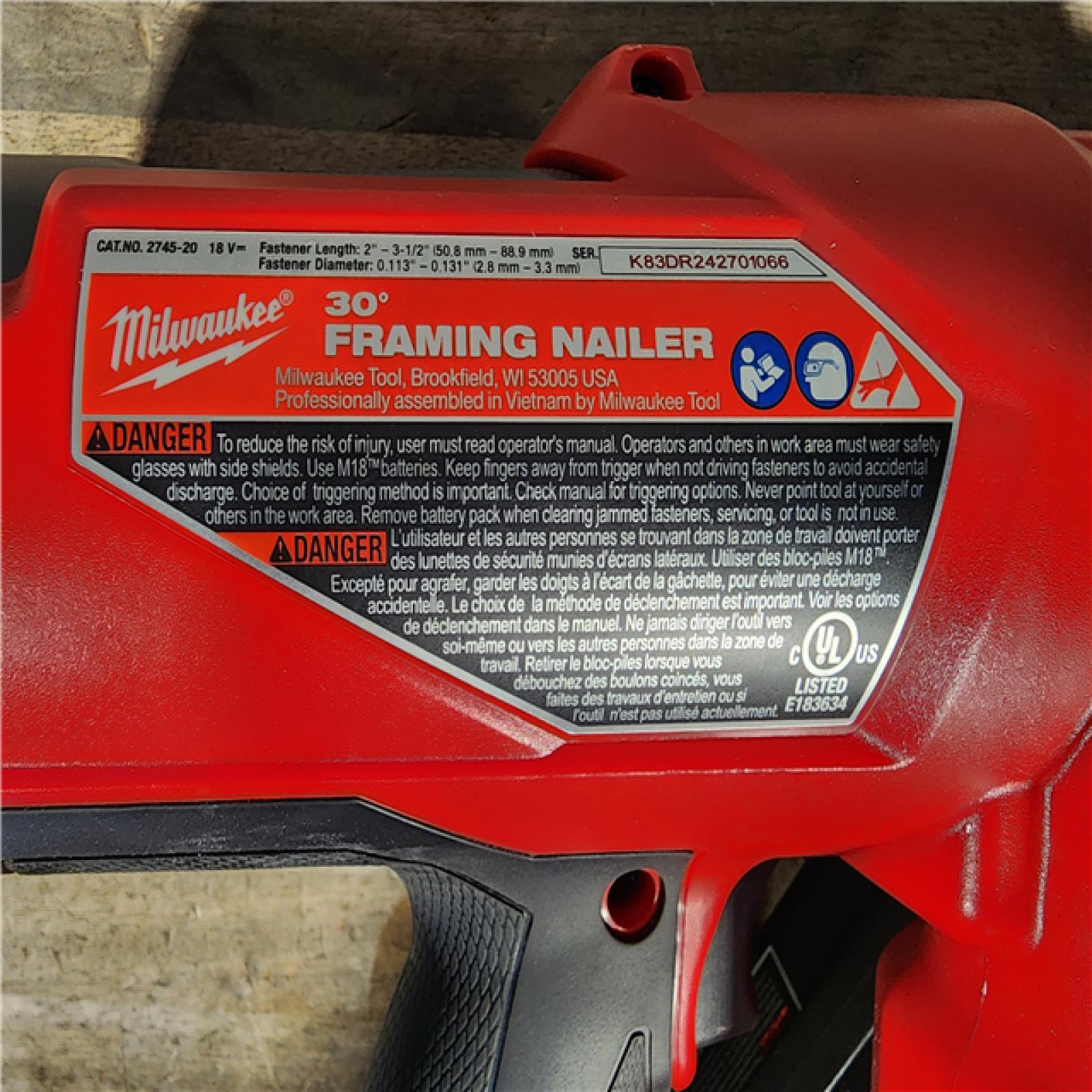 HOUSTON LOCATION - AS-IS Milwaukee M18 FUEL 30 Degree Framing Nailer (TOOL ONLY)