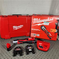 Houston location- AS-IS Milwaukee M12 Force Logic Press Tool 1/2 in. to 1 in. Kit Appears in new condition ( MISSING 1/2 CLAMP)