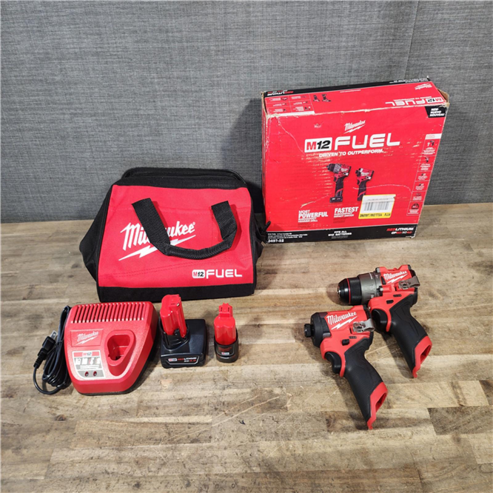 HOUSTON LOCATION - AS-IS Milwaukee 3497-22 12V Brushless Hammer Drill and Impact Driver Combo Kit