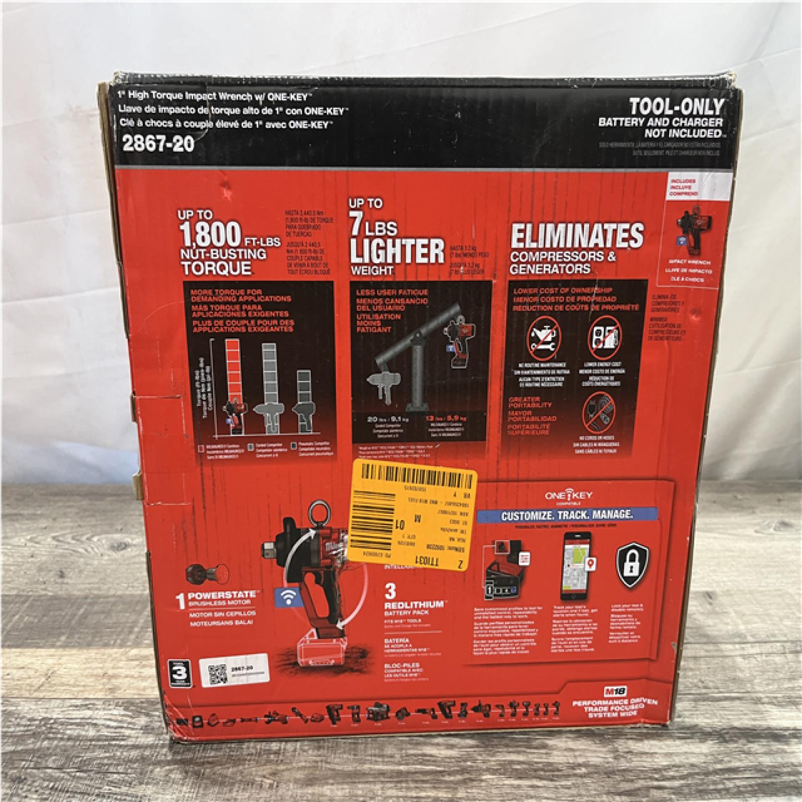 NEW - Milwaukee FUEL ONE-KEY 18V Lithium-Ion Brushless Cordless 1 in. Impact Wrench with Friction Ring (Tool-Only)