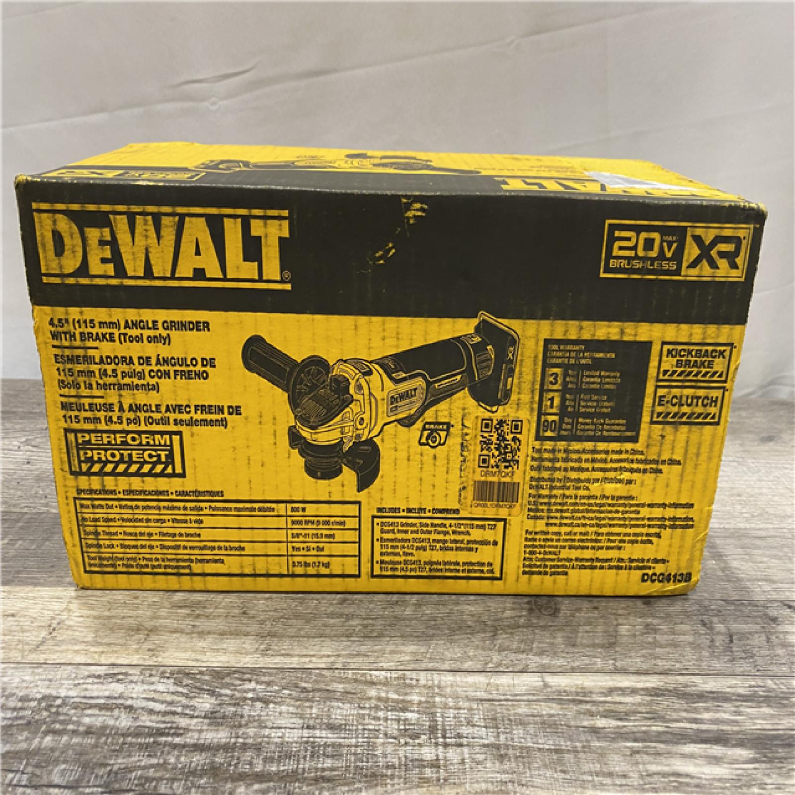 NEW - DEWALT 20V MAX XR Cordless Brushless 4.5 in. Paddle Switch Small Angle Grinder with Kickback Brake (Tool Only)