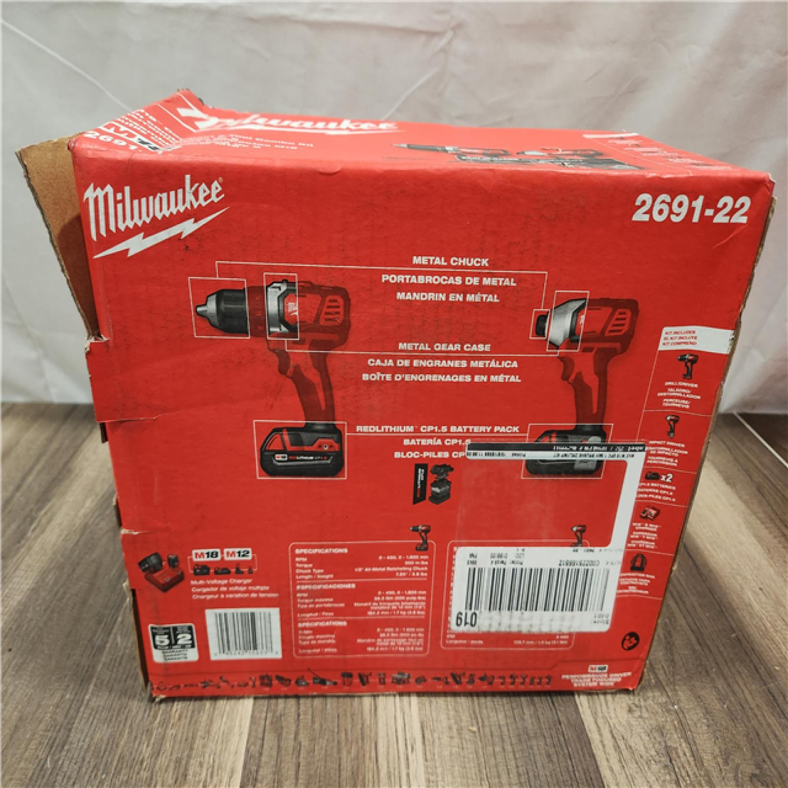 NEW- Milwaukee 18V Cordless Brushed 2-Tool Drill/Driver and Impact Driver Kit