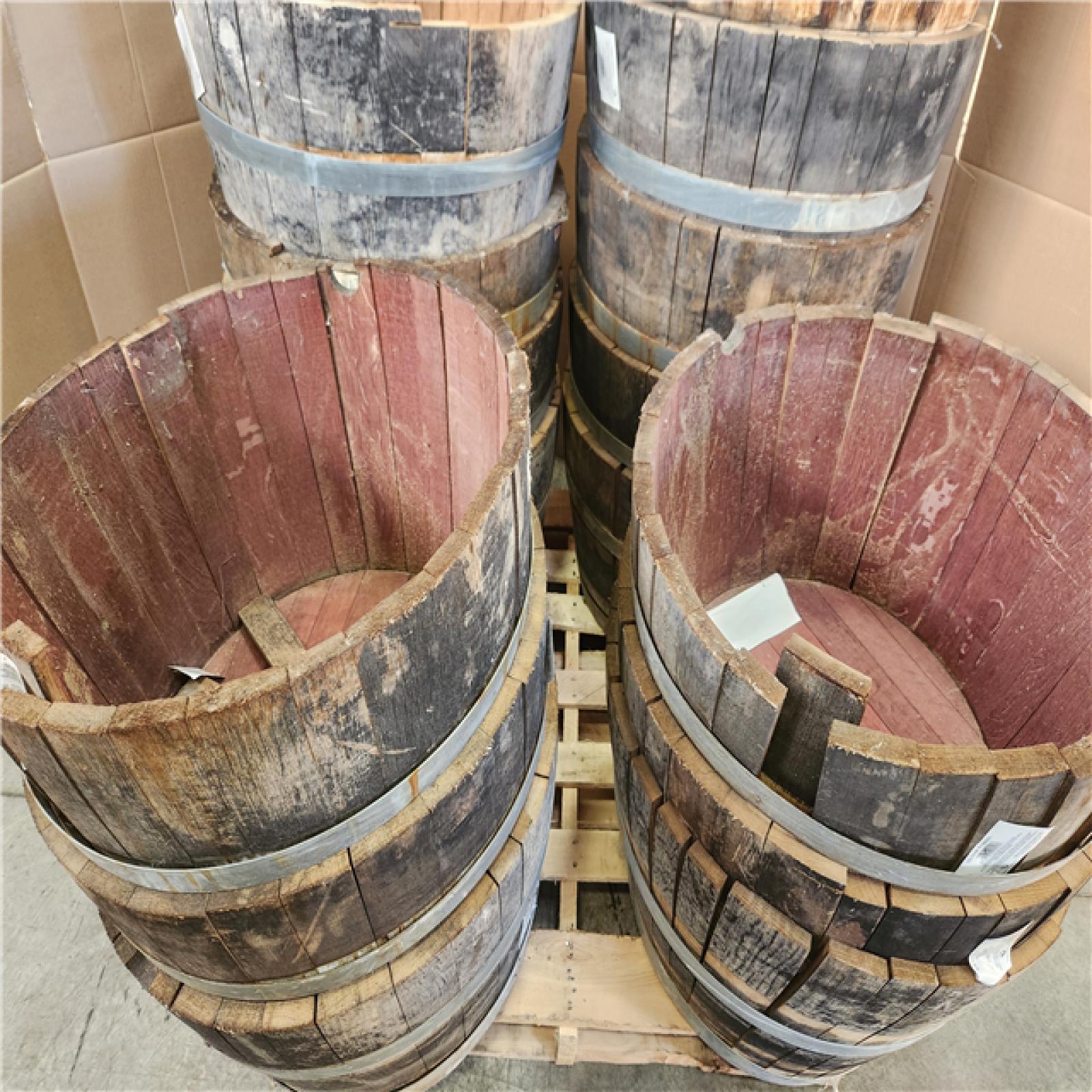 Phoenix AS-IS 26 in. Dia x 17.5 in. H White Oak Wood Whiskey Barrel Pallet (15-Barrels)