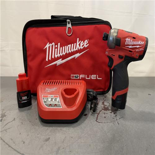 AS-IS - Milwaukee M12 FUEL SURGE 12V Lithium-Ion Brushless Cordless 1/4 in. Hex Impact Driver Compact Kit