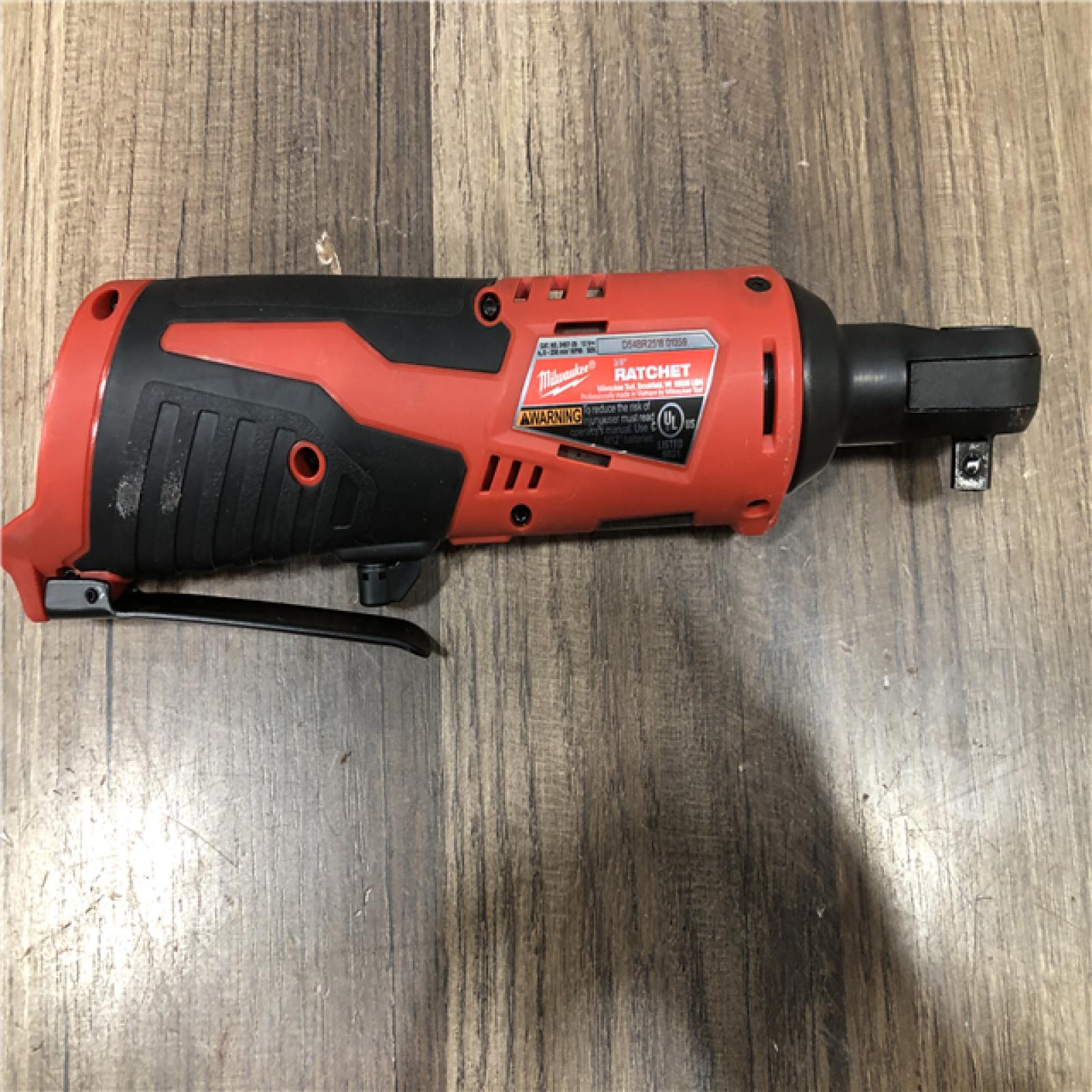 AS-IS Milwaukee 12/18V Lithium-Ion Cordless 3/8 in. Ratchet and 1/2 in. High Torque Impact Wrench with Friction Ring Combo Kit