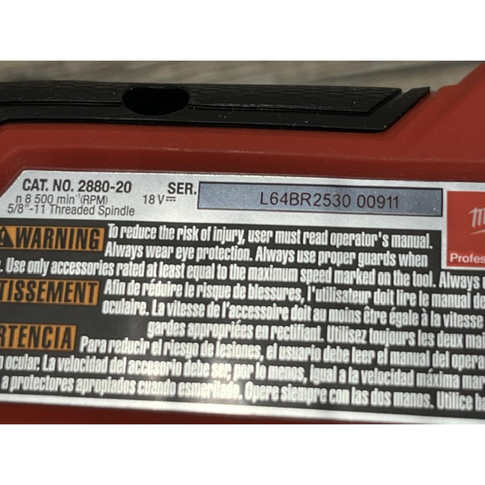 AS-IS Milwaukee FUEL 18V Lithium-Ion Brushless Cordless 4-1/2 in./5 in. Grinder w/Paddle Switch (Tool-Only)