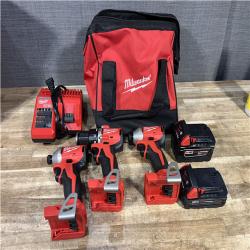 Houston Location AS-IS Milwaukee Hammer Drill Driver and Impact Drivers QTY/2 and Batteries QTY/2 with Charger