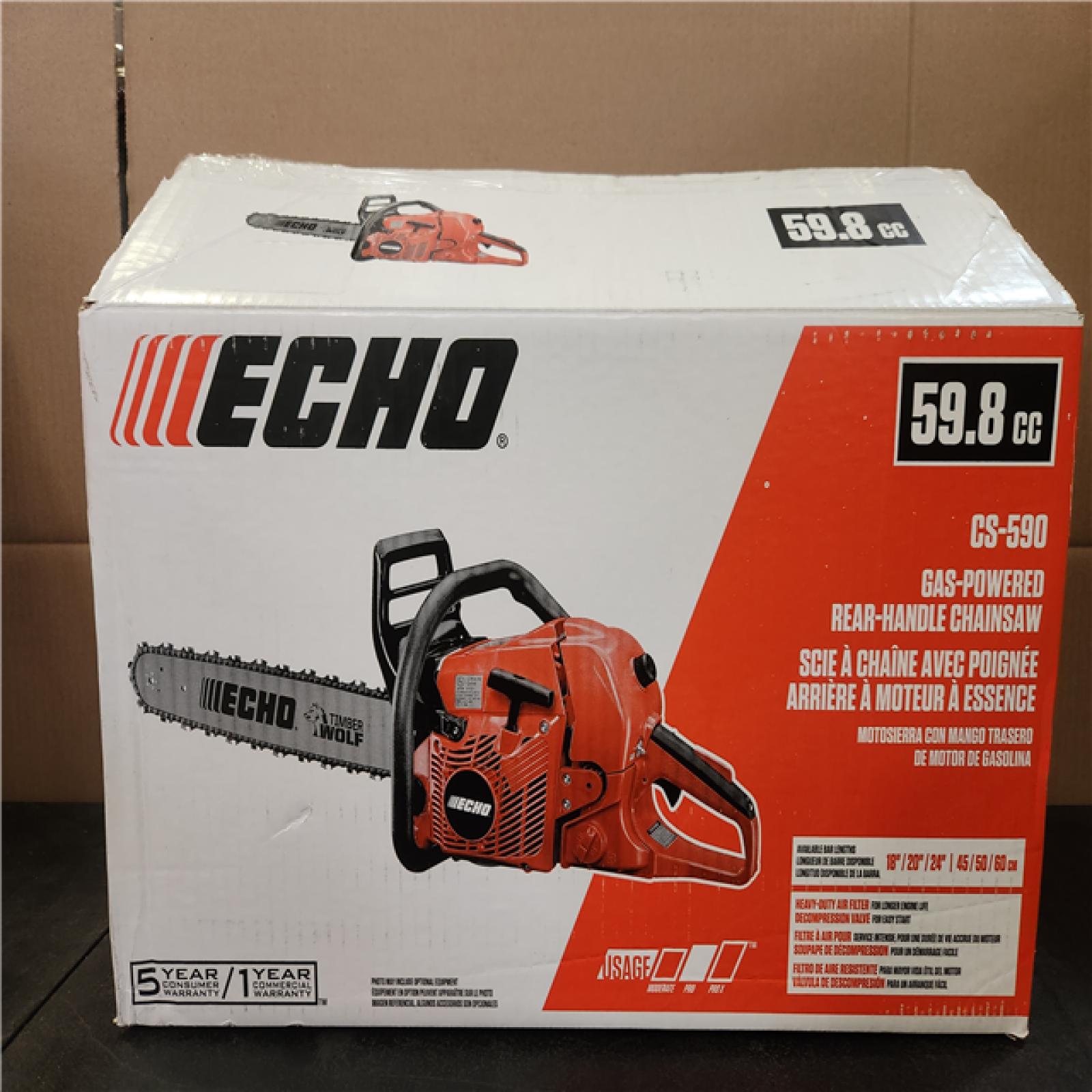 Phoenix NEW Shop ECHO 20 in. 59.8 cc Gas 2-Stroke Rear Handle Timber Wolf Chainsaw