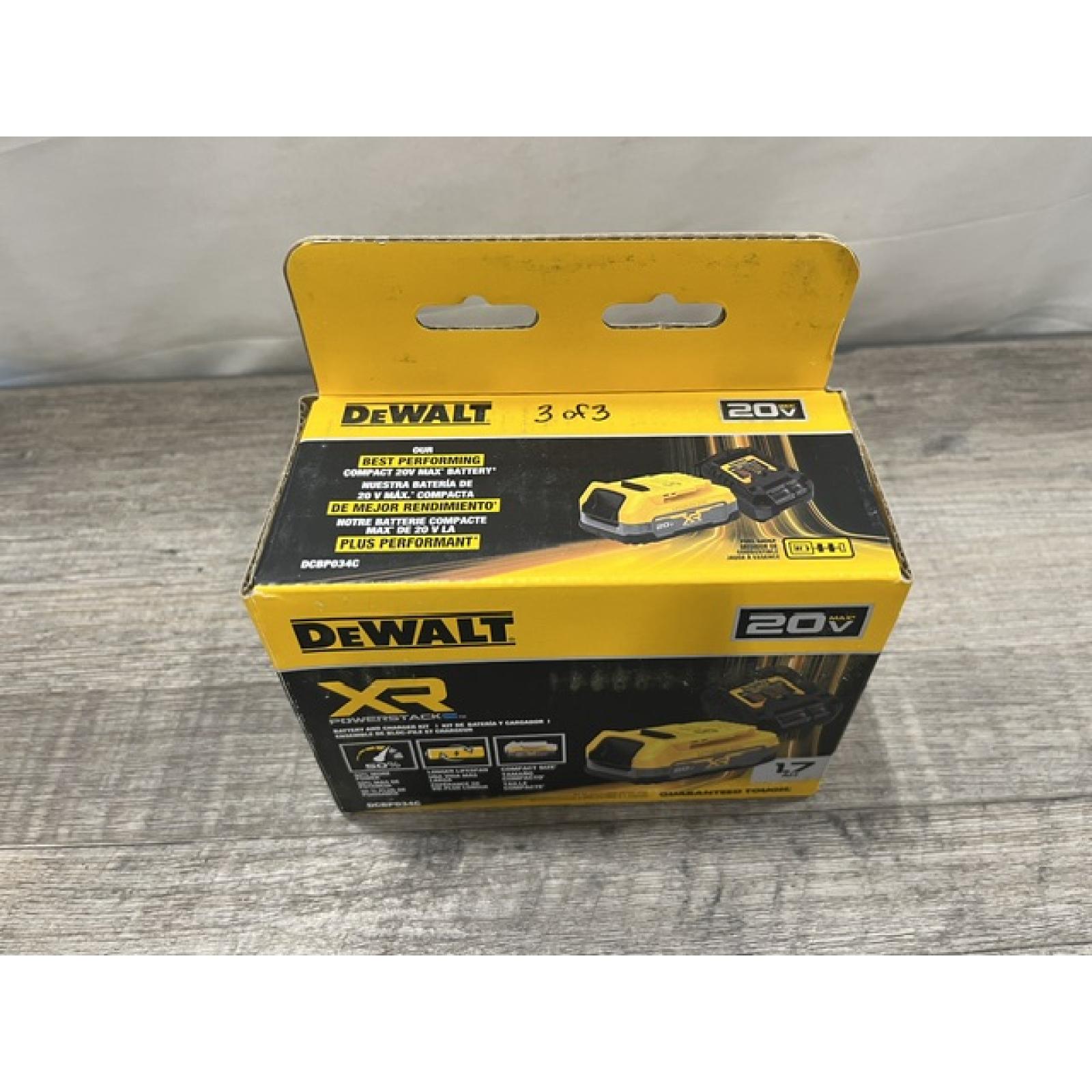 NEW - DEWALT 20V MAX XR POWERSTACK Lithium-Ion Battery Starter Kit with 1.7Ah Battery and Charger