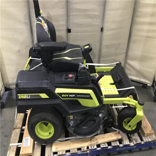California AS-IS Ryobi 80V Brushless 42 In. Battery Electric Riding Lawn Mower