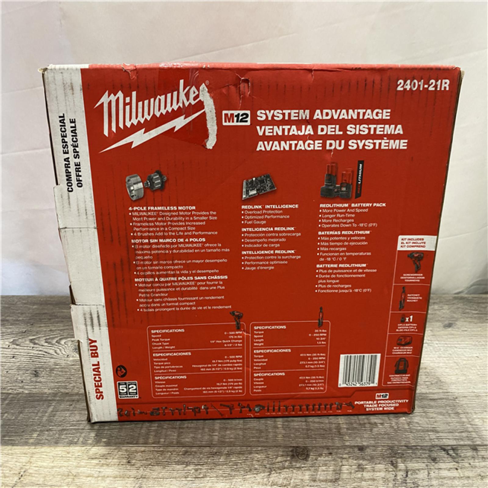 NEW - Milwaukee 12V Lithium-Ion Cordless 3/8 in. Ratchet and Screwdriver Combo Kit