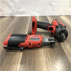 AS-IS Milwaukee FUEL 18V Cordless Mid Torque 1/2 in. Impact Wrench w/ 12 FUEL 3/8 in. Ratchet Combo Kit