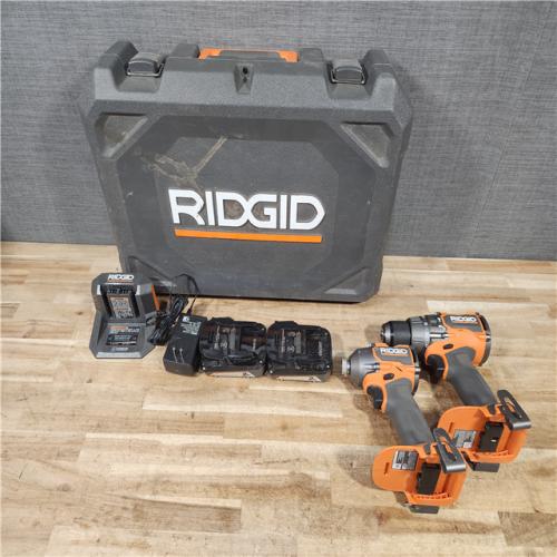 HOUSTON LOCATION - AS - IS RIDGID 18V Brushless 2-Tool Combo Kit with 6.0 Ah and 4.0 Ah MAX Output Batteries  Charger  and Hard Case