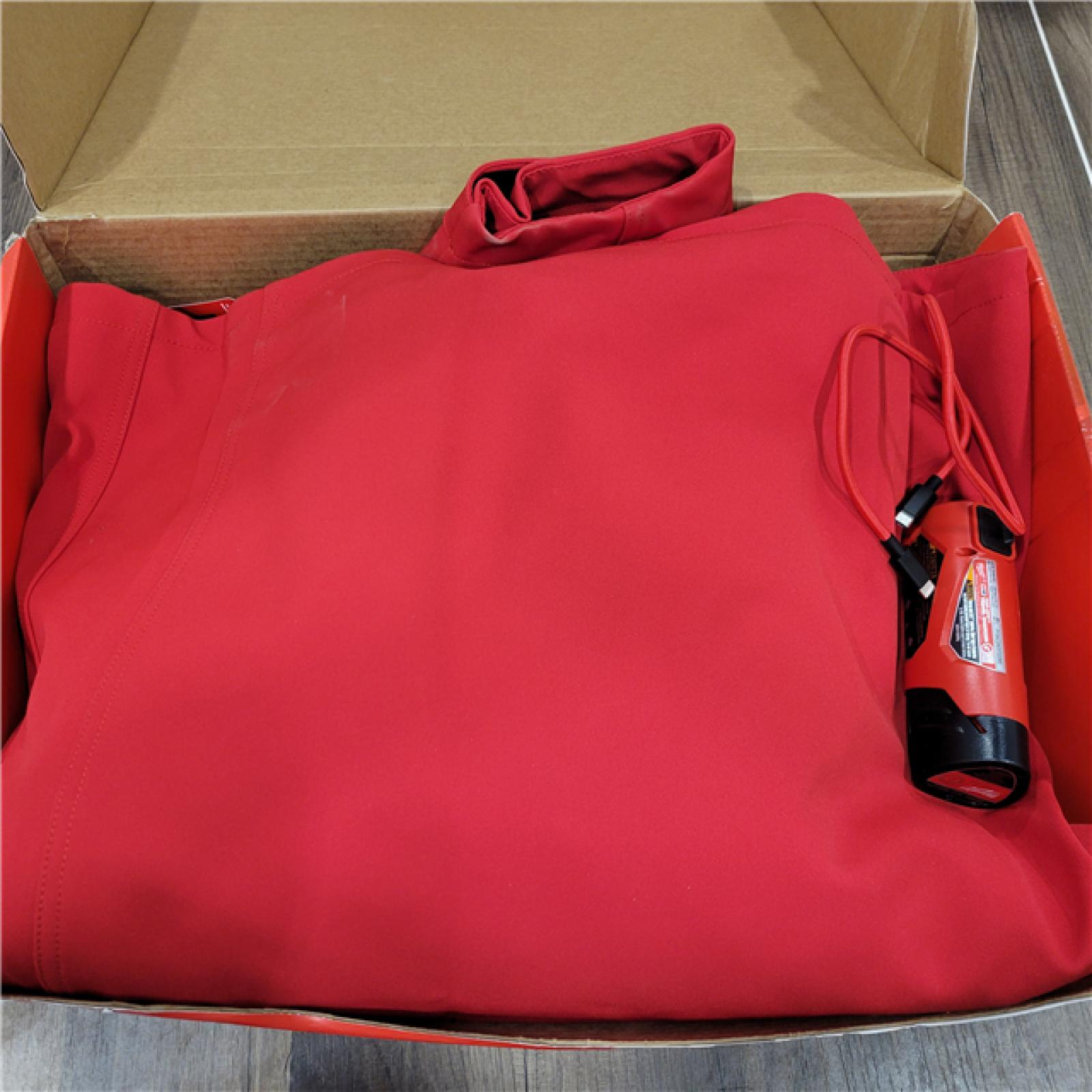 AS-IS MILWAUKEE  Men's 3X-Large M12 12V Lithium-Ion Cordless TOUGHSHELL Red Heated Jacket with (1) 3.0 Ah Battery and Charger