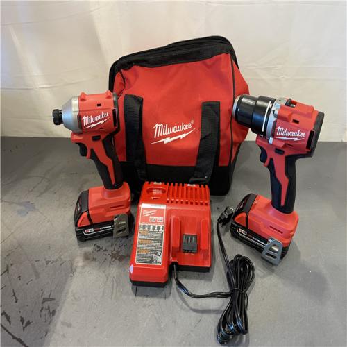 AS-IS - Milwaukee M18 18V Lithium-Ion Brushless Cordless Compact Drill/Impact Combo Kit
