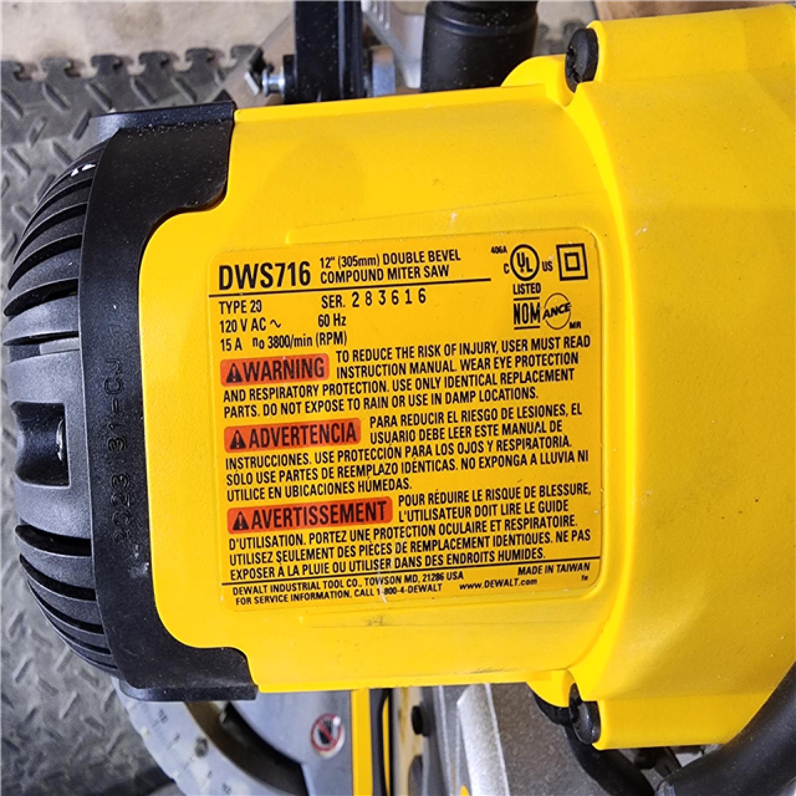HOUSTON LOCATION - AS-IS DEWALT 12 in. 15 Amp Compound Double Bevel Miter Saw