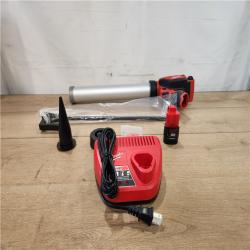 LIKE-NEW- Milwaukee 12V Lithium-ion Cordless 20 oz. Aluminum Barrel Adhesive and Caulk Gun Kit