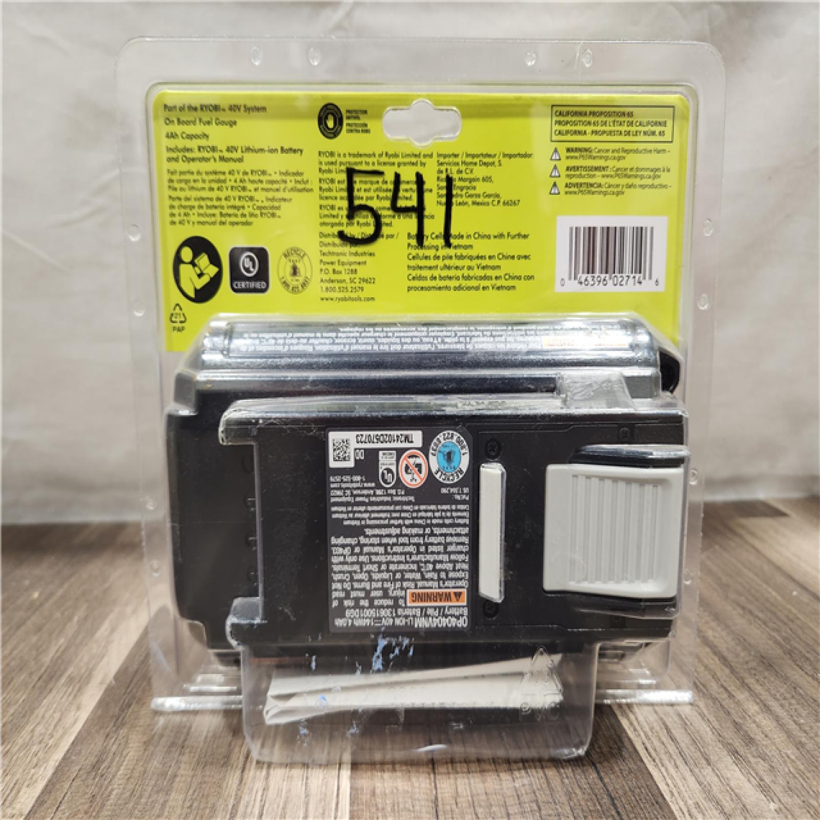 NEW- RYOBI 40-Volt Lithium-Ion 4 Ah High Capacity Battery